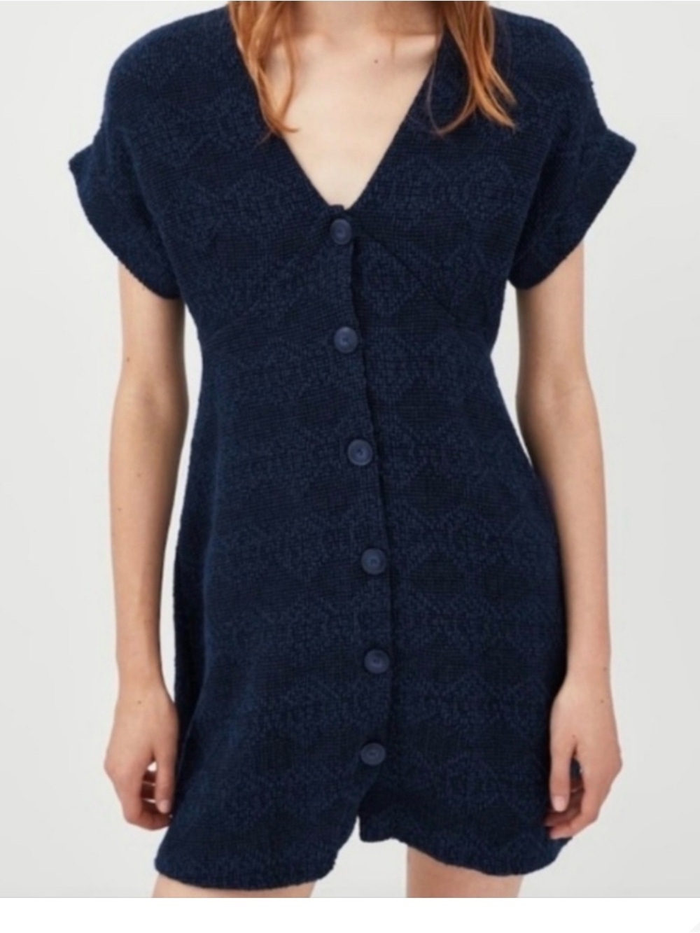 Zara TRF Collection,large,black/blue tweed mini dress,lined,deep V-neck